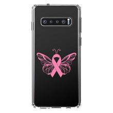 DistinctInk® Clear Shockproof Hybrid Case for Apple iPhone / Samsung Galaxy / Google Pixel - Pink Ribbon Cancer - Butterfly