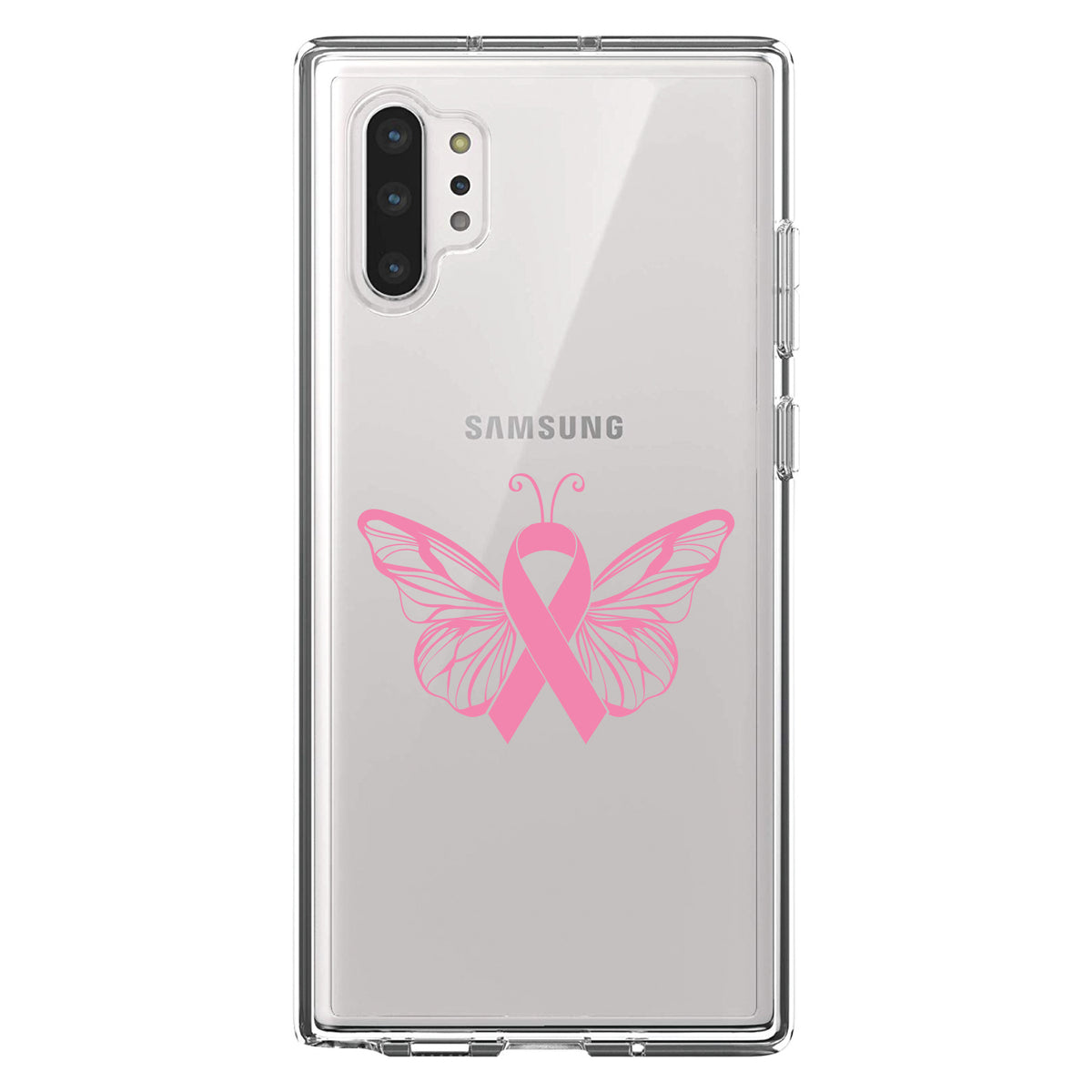 Pink Ribbon Cancer, Butterfly Clear Shockproof iPhone Case, view 10