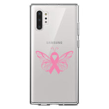 DistinctInk® Clear Shockproof Hybrid Case for Apple iPhone / Samsung Galaxy / Google Pixel - Pink Ribbon Cancer - Butterfly