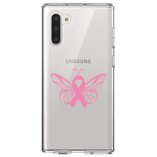 DistinctInk® Clear Shockproof Hybrid Case for Apple iPhone / Samsung Galaxy / Google Pixel - Pink Ribbon Cancer - Butterfly