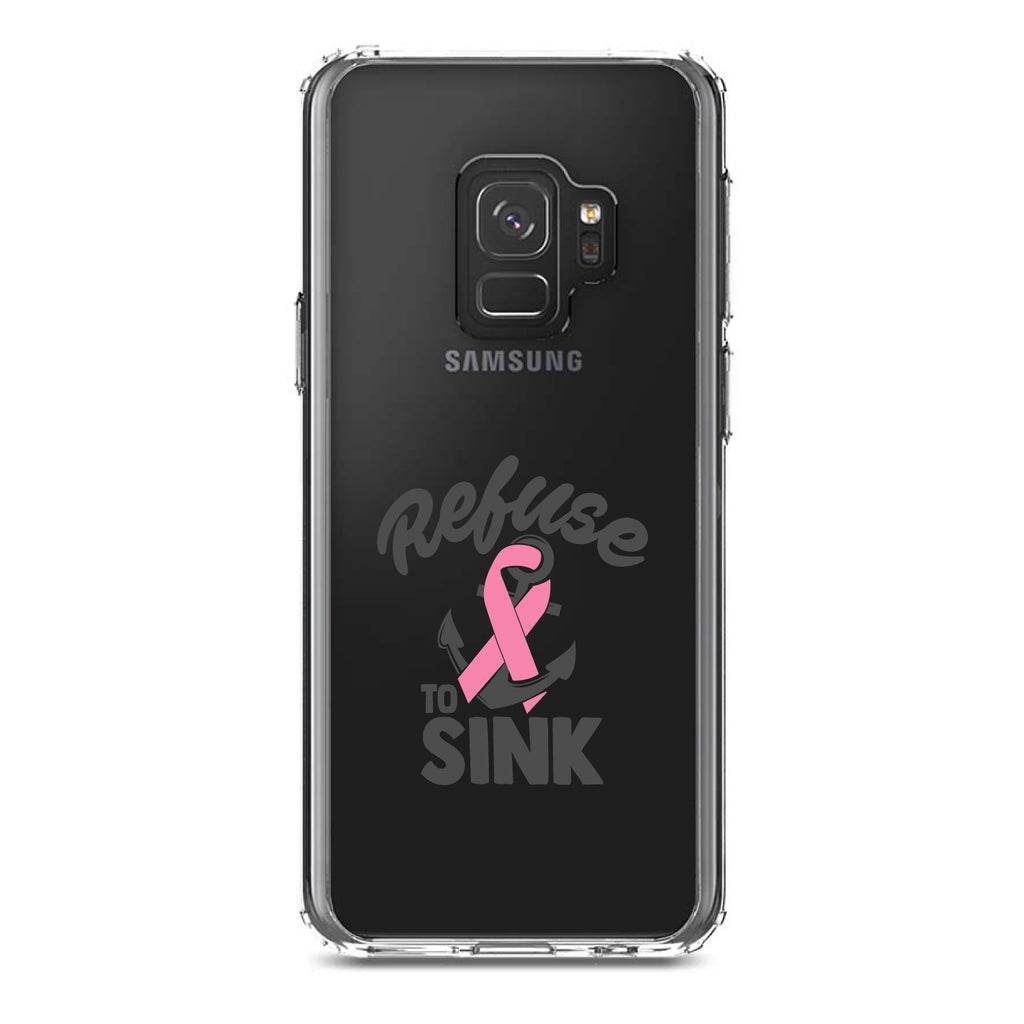 Pink Ribbon Cancer, Refuse to Sink Anchor Clear Shockproof iPhone Case, view 19