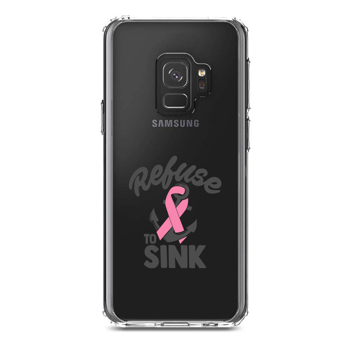 Pink Ribbon Cancer, Refuse to Sink Anchor Clear Shockproof iPhone Case, view 19