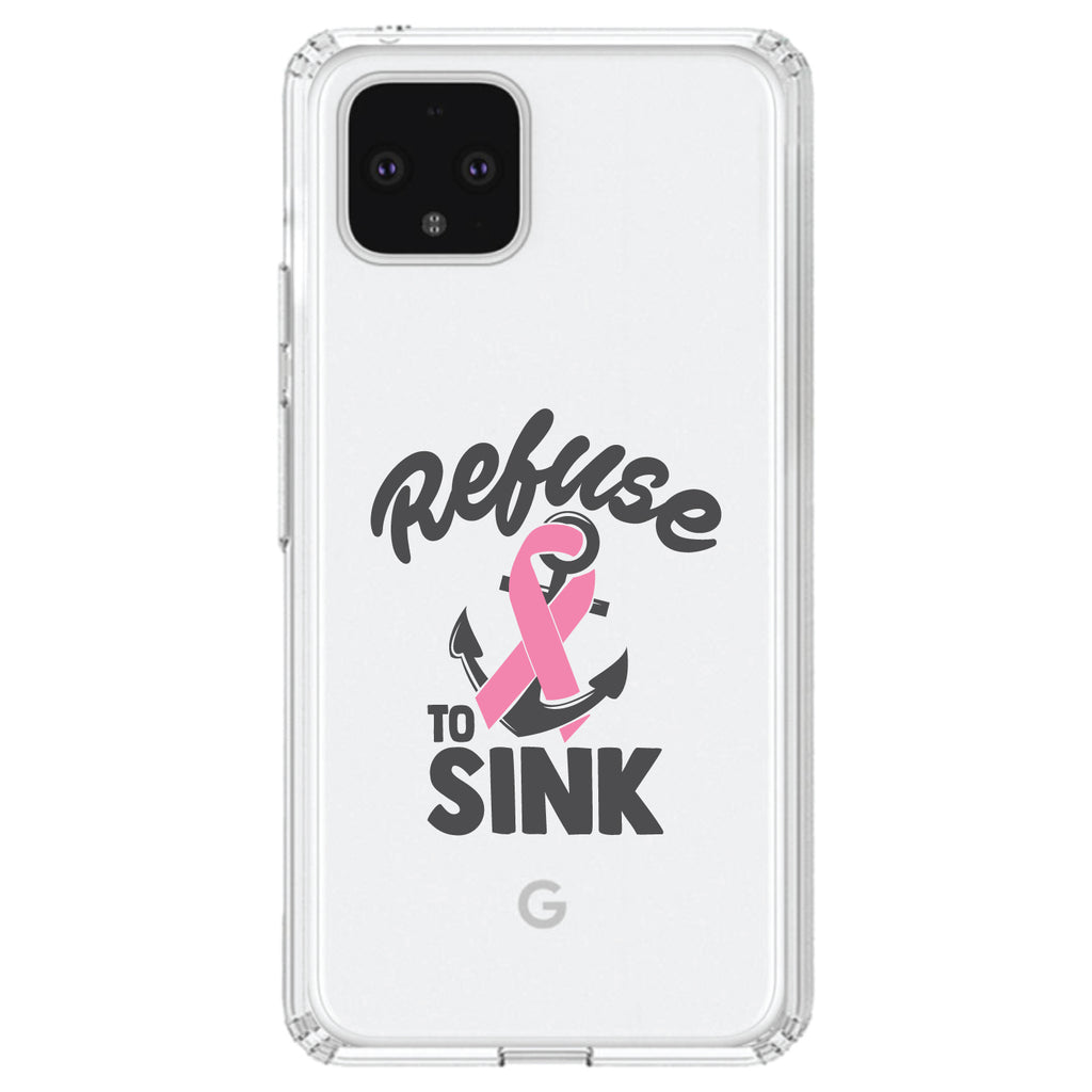 Pink Ribbon Cancer, Refuse to Sink Anchor Clear Shockproof iPhone Case, view 24