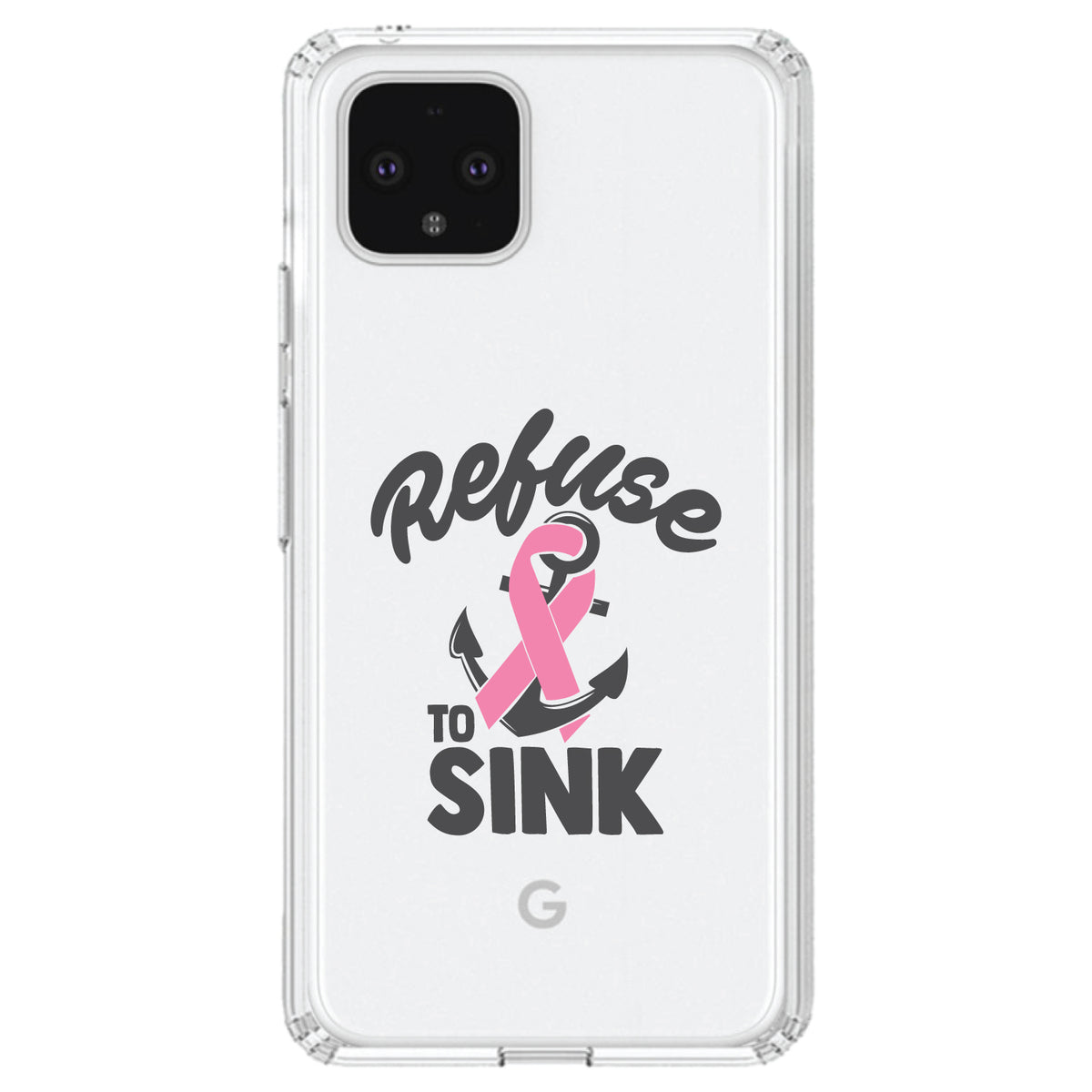 Pink Ribbon Cancer, Refuse to Sink Anchor Clear Shockproof iPhone Case, view 24