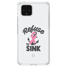 DistinctInk® Clear Shockproof Hybrid Case for Apple iPhone / Samsung Galaxy / Google Pixel - Pink Ribbon Cancer - Refuse to Sink Anchor