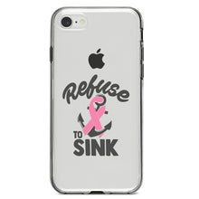 DistinctInk® Clear Shockproof Hybrid Case for Apple iPhone / Samsung Galaxy / Google Pixel - Pink Ribbon Cancer - Refuse to Sink Anchor