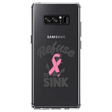 DistinctInk® Clear Shockproof Hybrid Case for Apple iPhone / Samsung Galaxy / Google Pixel - Pink Ribbon Cancer - Refuse to Sink Anchor
