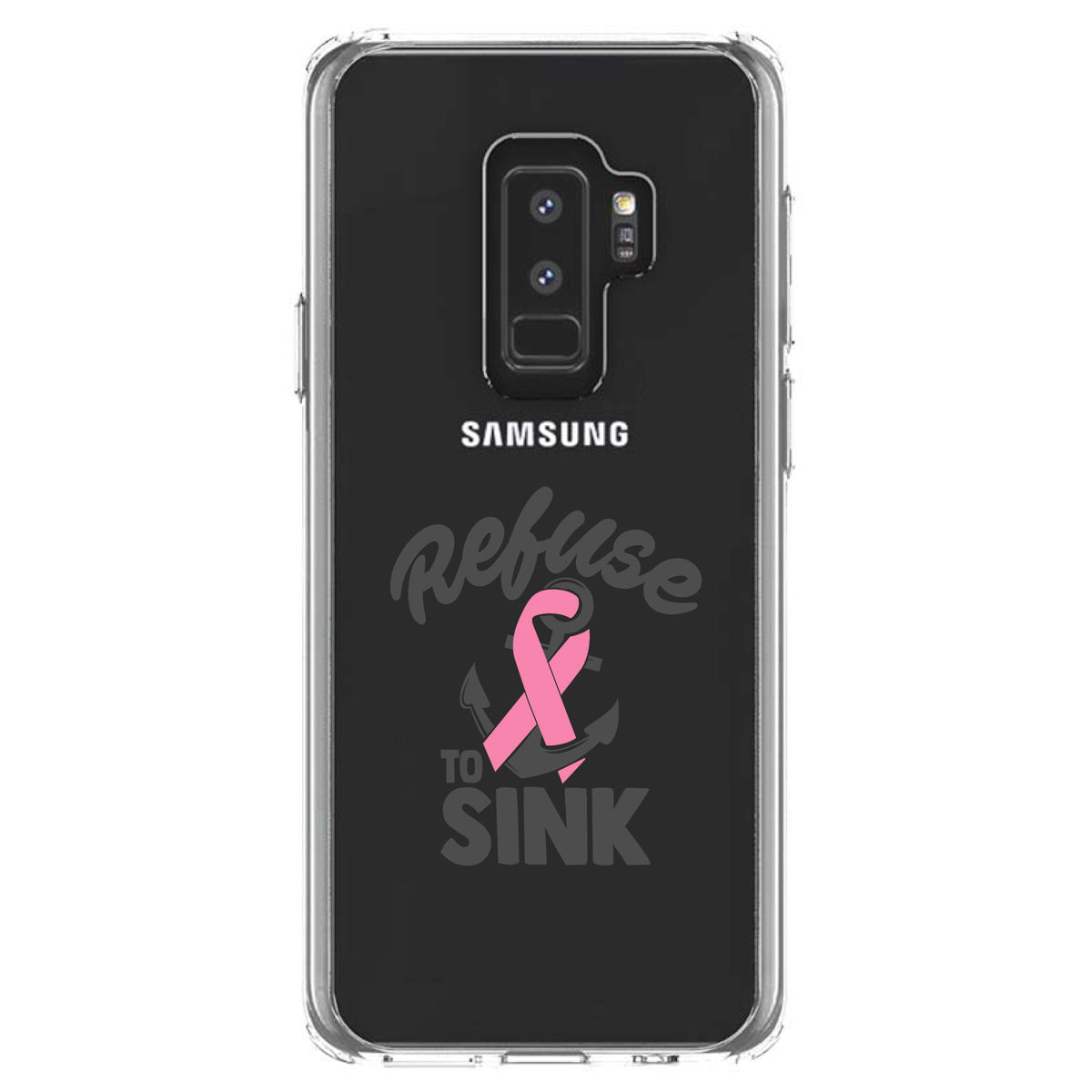 Pink Ribbon Cancer, Refuse to Sink Anchor Clear Shockproof iPhone Case, view 20