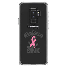 DistinctInk® Clear Shockproof Hybrid Case for Apple iPhone / Samsung Galaxy / Google Pixel - Pink Ribbon Cancer - Refuse to Sink Anchor