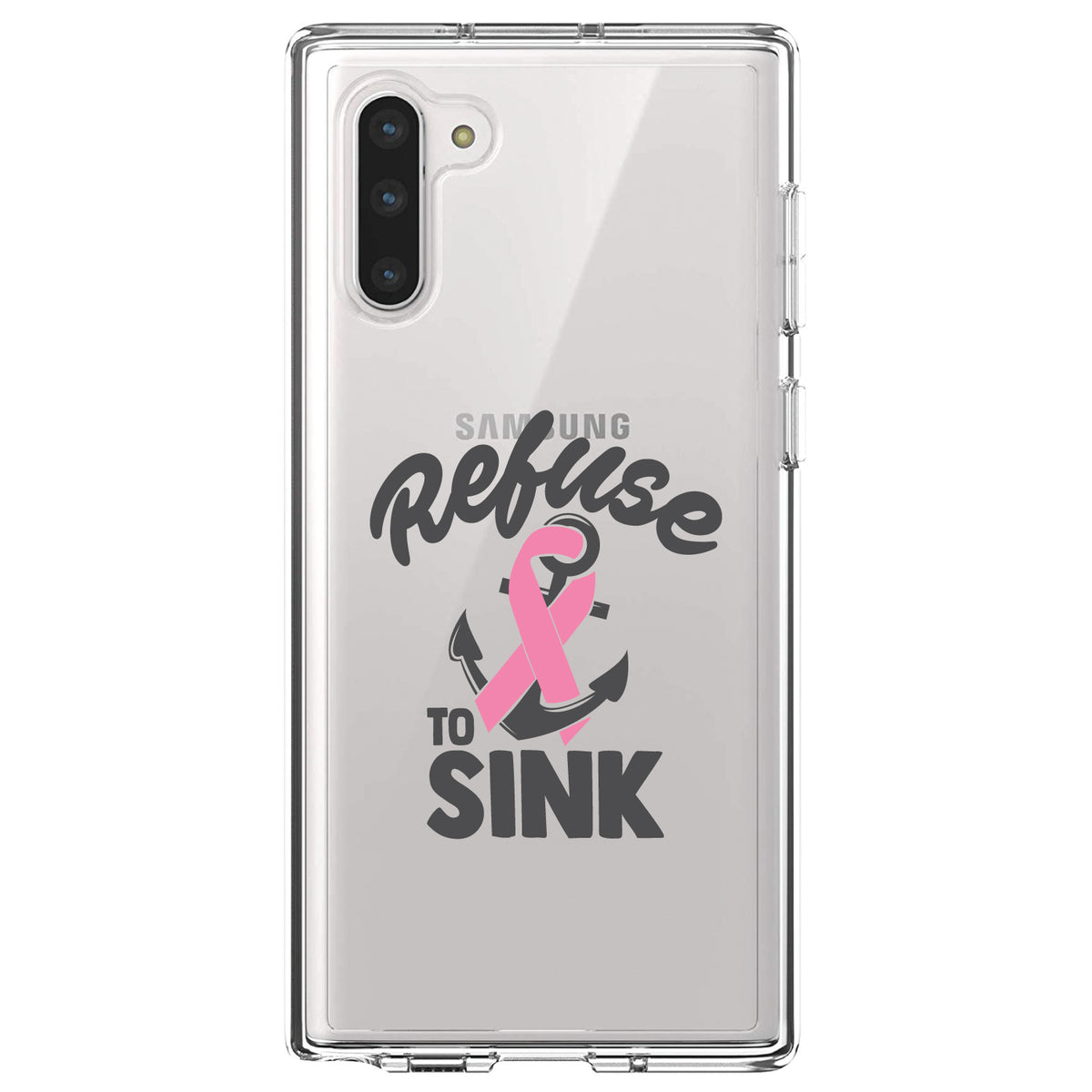 Pink Ribbon Cancer, Refuse to Sink Anchor Clear Shockproof iPhone Case, view 9