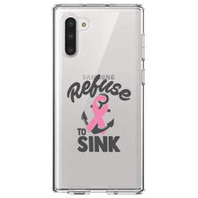 DistinctInk® Clear Shockproof Hybrid Case for Apple iPhone / Samsung Galaxy / Google Pixel - Pink Ribbon Cancer - Refuse to Sink Anchor