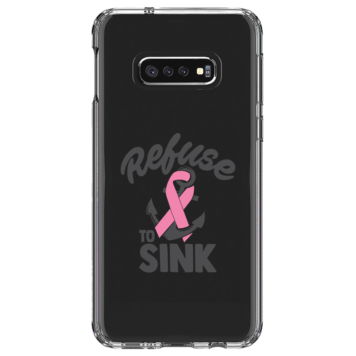 Pink Ribbon Cancer, Refuse to Sink Anchor Clear Shockproof iPhone Case, view 18
