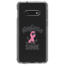DistinctInk® Clear Shockproof Hybrid Case for Apple iPhone / Samsung Galaxy / Google Pixel - Pink Ribbon Cancer - Refuse to Sink Anchor