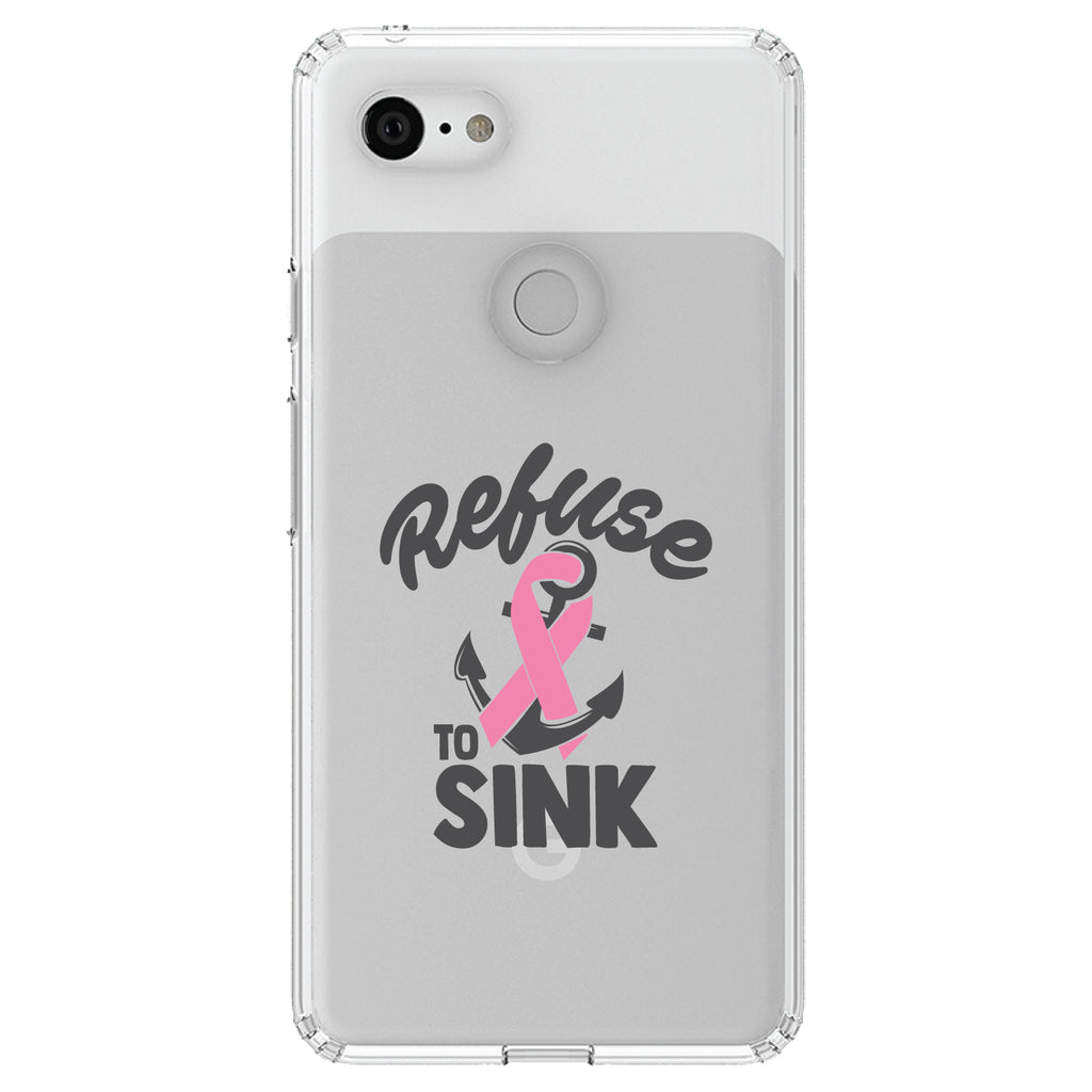 Pink Ribbon Cancer, Refuse to Sink Anchor Clear Shockproof iPhone Case, view 22