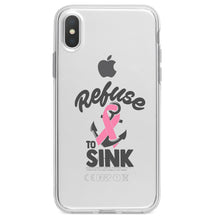 DistinctInk® Clear Shockproof Hybrid Case for Apple iPhone / Samsung Galaxy / Google Pixel - Pink Ribbon Cancer - Refuse to Sink Anchor