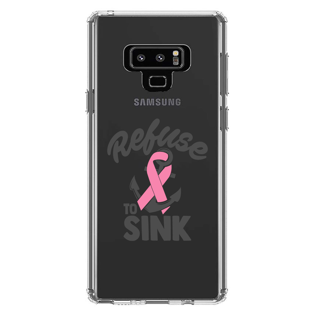 Pink Ribbon Cancer, Refuse to Sink Anchor Clear Shockproof iPhone Case, view 11