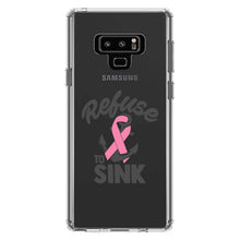 DistinctInk® Clear Shockproof Hybrid Case for Apple iPhone / Samsung Galaxy / Google Pixel - Pink Ribbon Cancer - Refuse to Sink Anchor