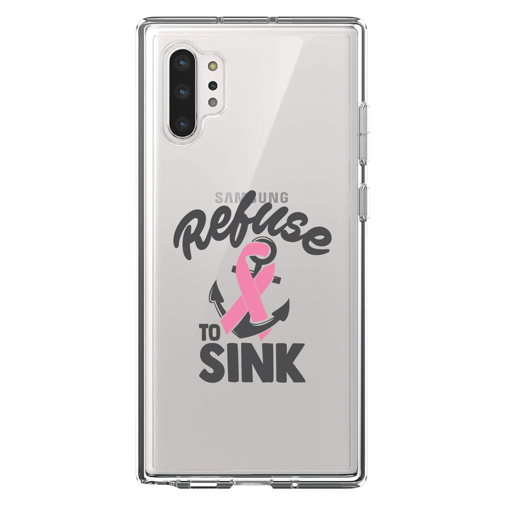 Pink Ribbon Cancer, Refuse to Sink Anchor Clear Shockproof iPhone Case, view 10