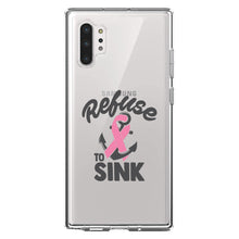 DistinctInk® Clear Shockproof Hybrid Case for Apple iPhone / Samsung Galaxy / Google Pixel - Pink Ribbon Cancer - Refuse to Sink Anchor