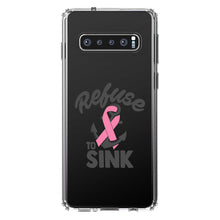 DistinctInk® Clear Shockproof Hybrid Case for Apple iPhone / Samsung Galaxy / Google Pixel - Pink Ribbon Cancer - Refuse to Sink Anchor
