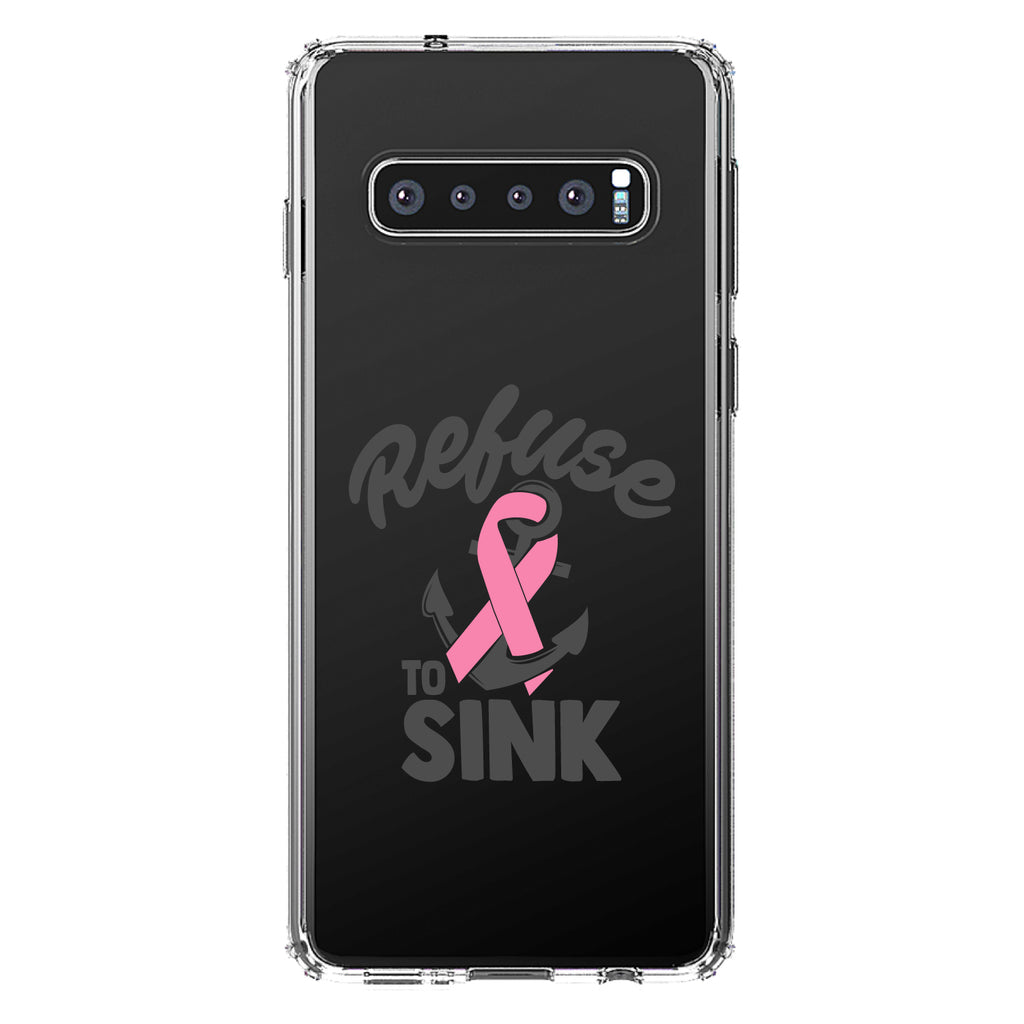 Pink Ribbon Cancer, Refuse to Sink Anchor Clear Shockproof iPhone Case, view 16