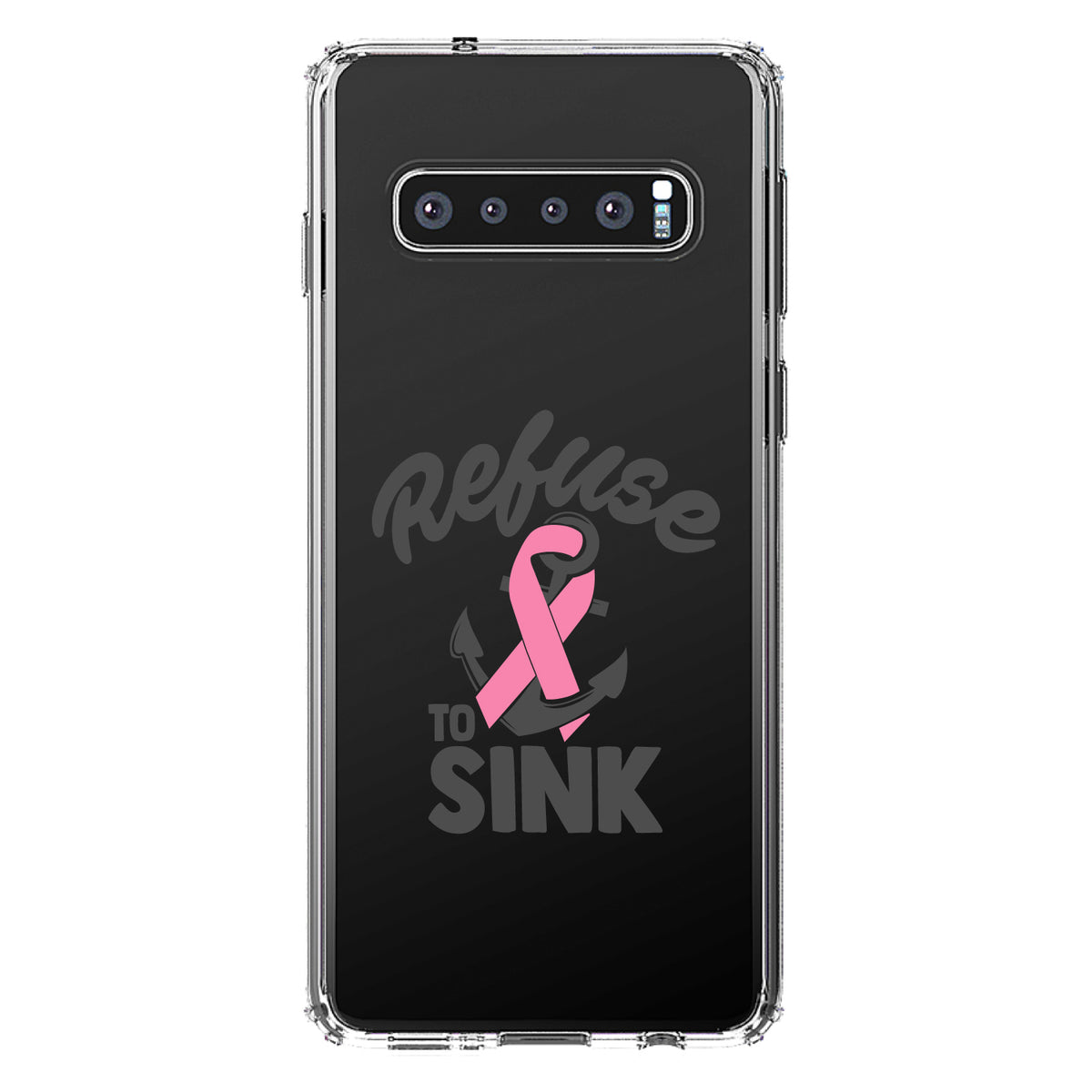 Pink Ribbon Cancer, Refuse to Sink Anchor Clear Shockproof iPhone Case, view 16