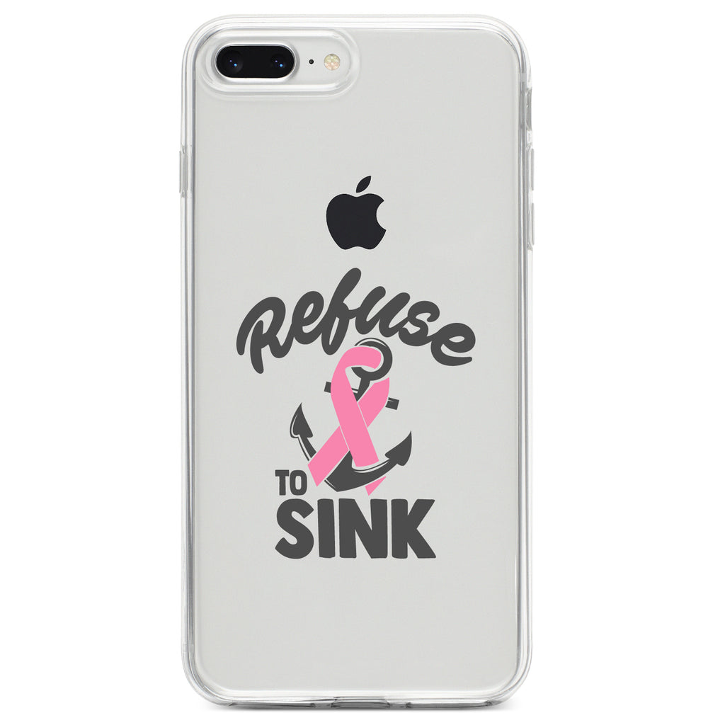 Pink Ribbon Cancer, Refuse to Sink Anchor Clear Shockproof iPhone Case, view 6