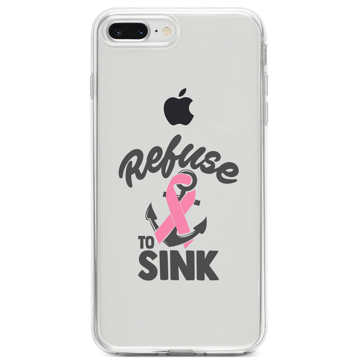 Pink Ribbon Cancer, Refuse to Sink Anchor Clear Shockproof iPhone Case, view 6
