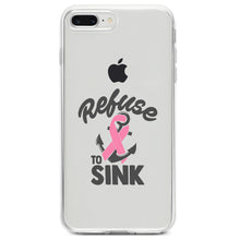 DistinctInk® Clear Shockproof Hybrid Case for Apple iPhone / Samsung Galaxy / Google Pixel - Pink Ribbon Cancer - Refuse to Sink Anchor