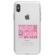 DistinctInk® Clear Shockproof Hybrid Case for Apple iPhone / Samsung Galaxy / Google Pixel - Pink Ribbon Cancer - How STRONG We Are