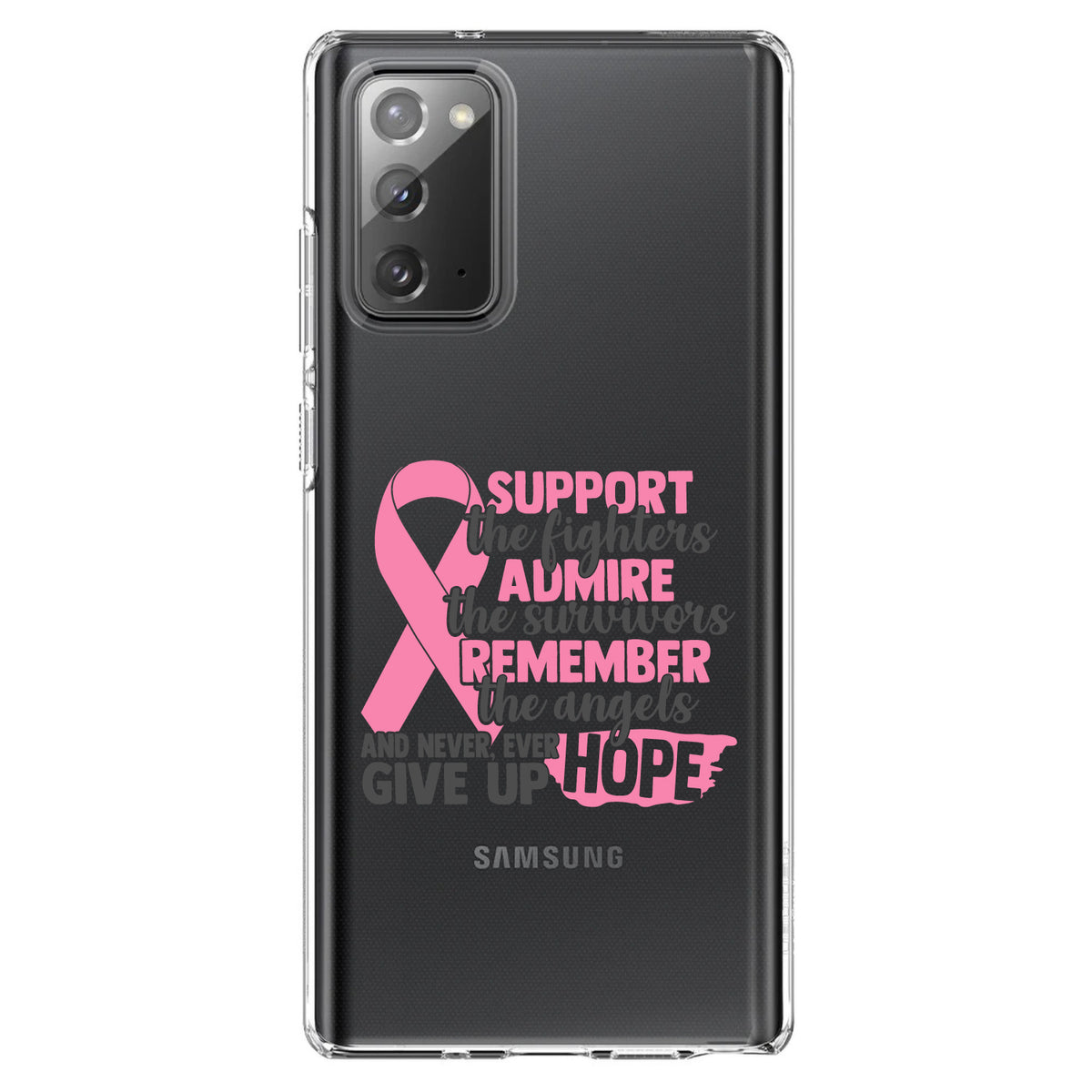 Pink Ribbon Cancer, Support Admire Remember Clear Shockproof iPhone Case, view 8
