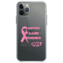DistinctInk® Clear Shockproof Hybrid Case for Apple iPhone / Samsung Galaxy / Google Pixel - Pink Ribbon Cancer - Support Admire Remember