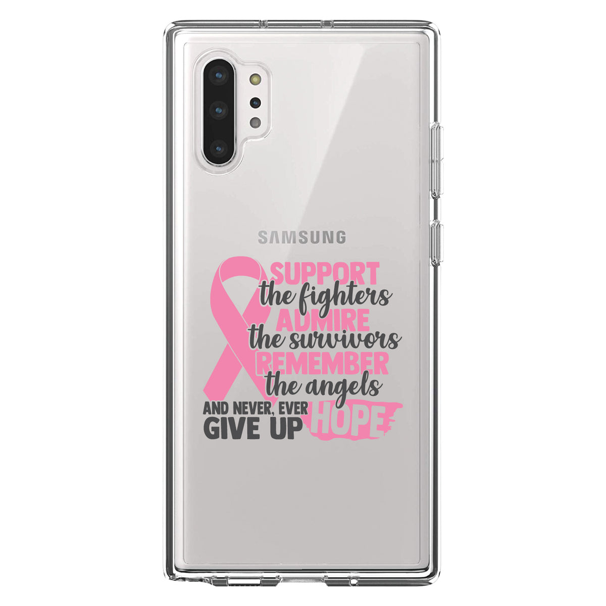 Pink Ribbon Cancer, Support Admire Remember Clear Shockproof iPhone Case, view 10