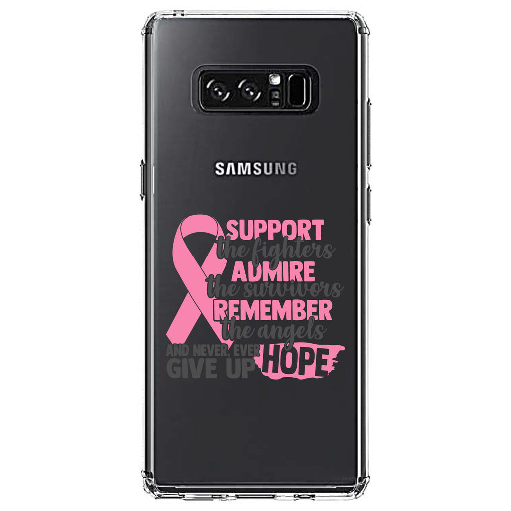 Pink Ribbon Cancer, Support Admire Remember Clear Shockproof iPhone Case, view 12