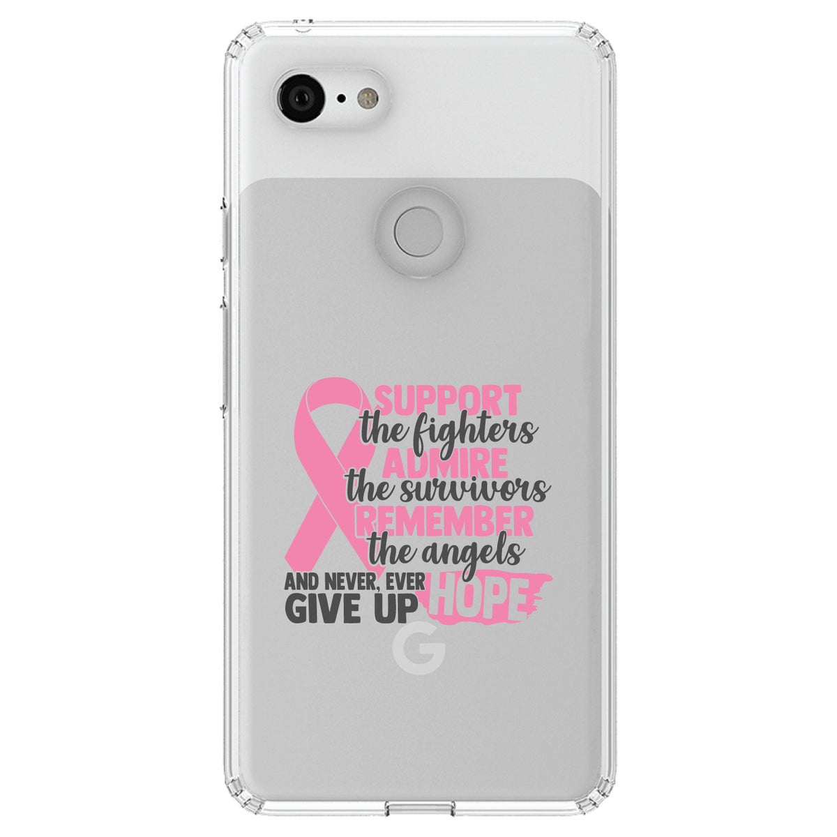 Pink Ribbon Cancer, Support Admire Remember Clear Shockproof iPhone Case, view 22