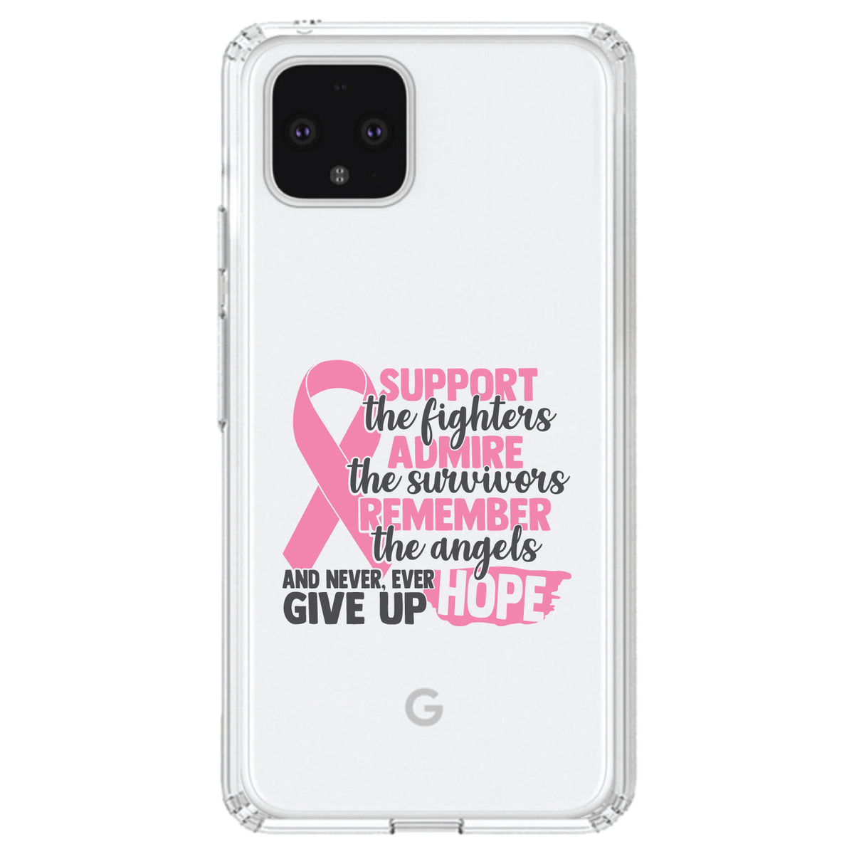 Pink Ribbon Cancer, Support Admire Remember Clear Shockproof iPhone Case, view 24
