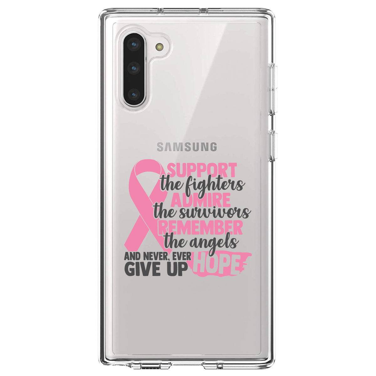 Pink Ribbon Cancer, Support Admire Remember Clear Shockproof iPhone Case, view 9