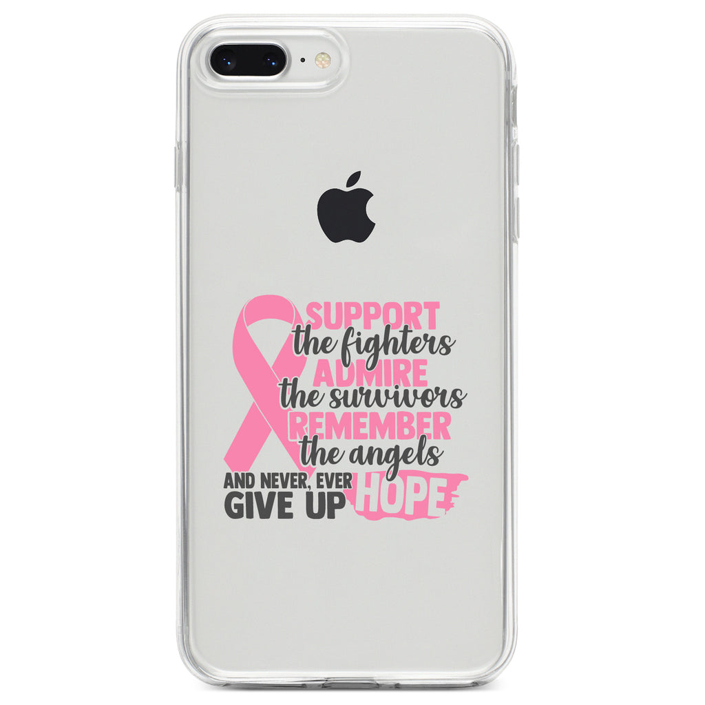 Pink Ribbon Cancer, Support Admire Remember Clear Shockproof iPhone Case, view 6