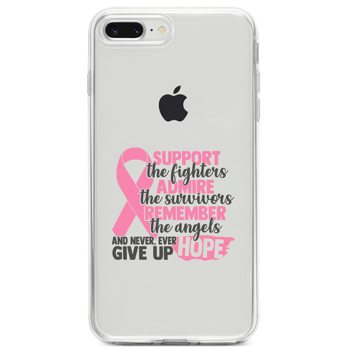 Pink Ribbon Cancer, Support Admire Remember Clear Shockproof iPhone Case, view 6