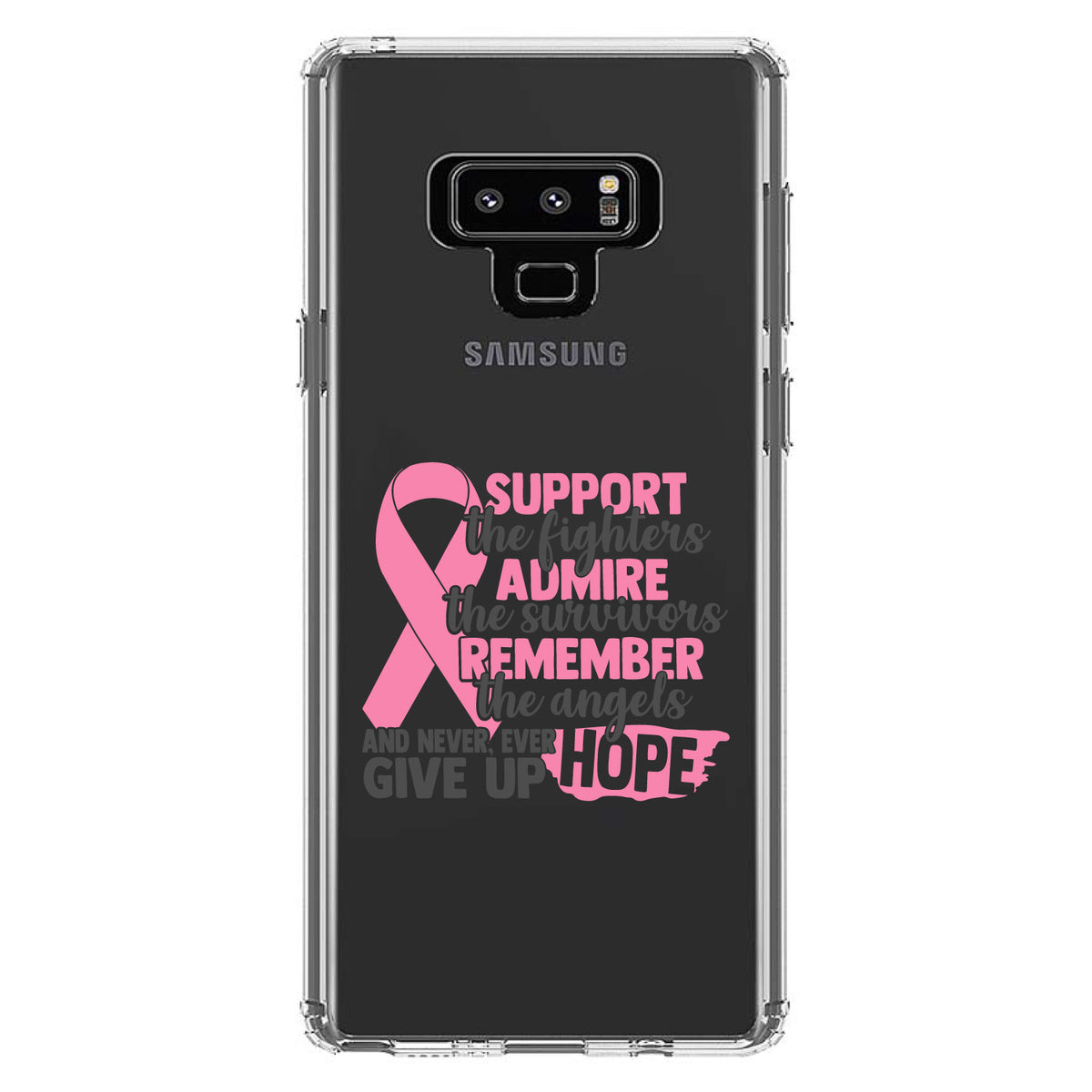 Pink Ribbon Cancer, Support Admire Remember Clear Shockproof iPhone Case, view 11