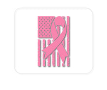 DistinctInk Custom Foam Rubber Mouse Pad - 1/4" Thick - Pink Ribbon Cancer - USA Flag