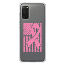DistinctInk® Clear Shockproof Hybrid Case for Apple iPhone / Samsung Galaxy / Google Pixel - Pink Ribbon Cancer - USA Flag