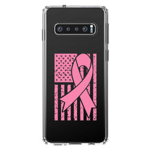 DistinctInk® Clear Shockproof Hybrid Case for Apple iPhone / Samsung Galaxy / Google Pixel - Pink Ribbon Cancer - USA Flag