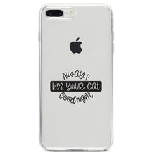 DistinctInk® Clear Shockproof Hybrid Case for Apple iPhone / Samsung Galaxy / Google Pixel - Always Kiss Your Cat Goodnight