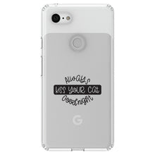 DistinctInk® Clear Shockproof Hybrid Case for Apple iPhone / Samsung Galaxy / Google Pixel - Always Kiss Your Cat Goodnight