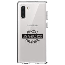 DistinctInk® Clear Shockproof Hybrid Case for Apple iPhone / Samsung Galaxy / Google Pixel - Always Kiss Your Cat Goodnight