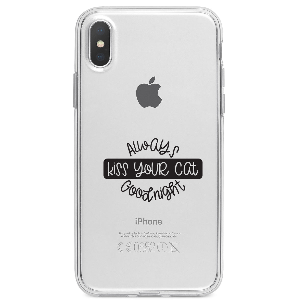 Always Kiss Your Cat Goodnight Clear Shockproof iPhone Case, view 2