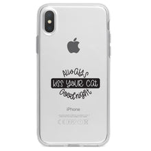 DistinctInk® Clear Shockproof Hybrid Case for Apple iPhone / Samsung Galaxy / Google Pixel - Always Kiss Your Cat Goodnight