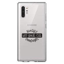 DistinctInk® Clear Shockproof Hybrid Case for Apple iPhone / Samsung Galaxy / Google Pixel - Always Kiss Your Cat Goodnight