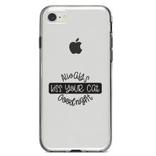 DistinctInk® Clear Shockproof Hybrid Case for Apple iPhone / Samsung Galaxy / Google Pixel - Always Kiss Your Cat Goodnight